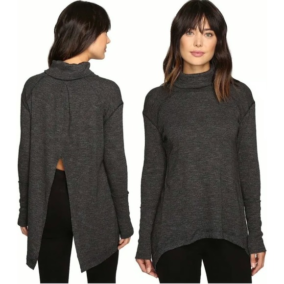 Free People Sweaters - Free People We The Free Grey Long Sleeve Turtleneck Split Back Sweater‎ XS